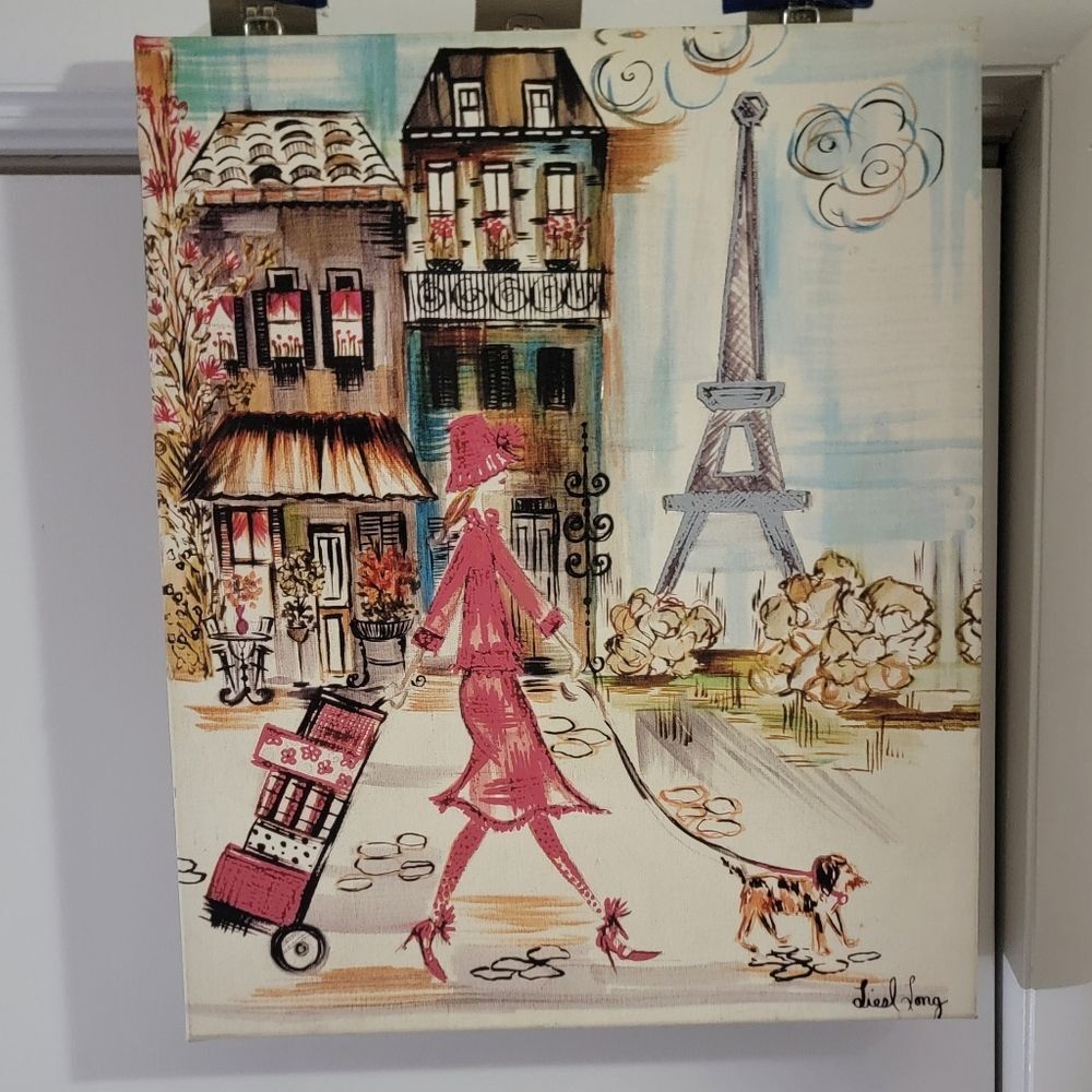 🆕️🖼Colleen Karis COME WITH ME TO PARIS Painting Canvas Signed By Leisel Long